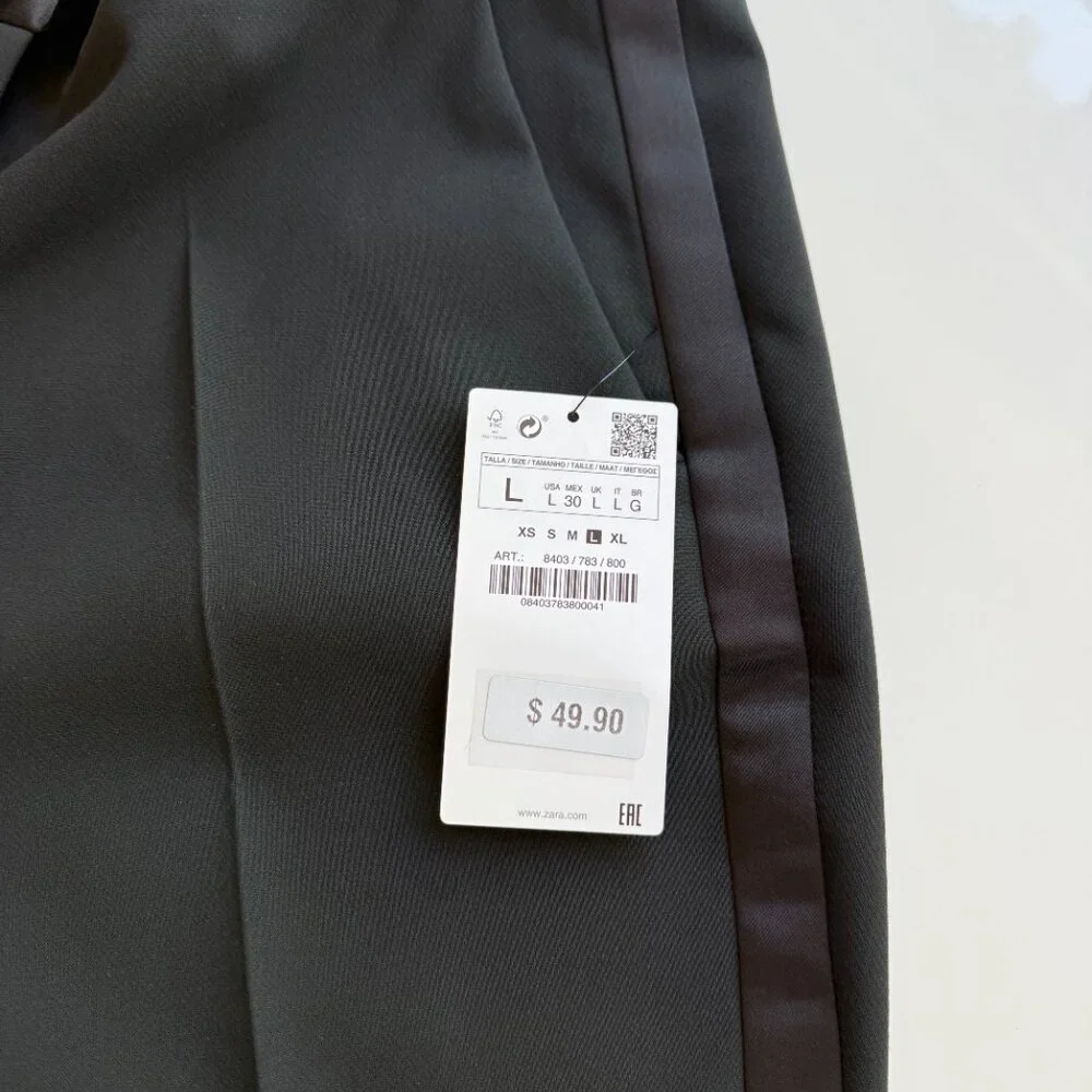 Zara Black Tuxedo Pants L-NWT - Picture 4 of 7